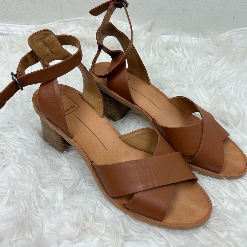 Dolce Vita Tan Strappy Leather Block heel sandals size: 9 1/2 - Picture 1 of 8
